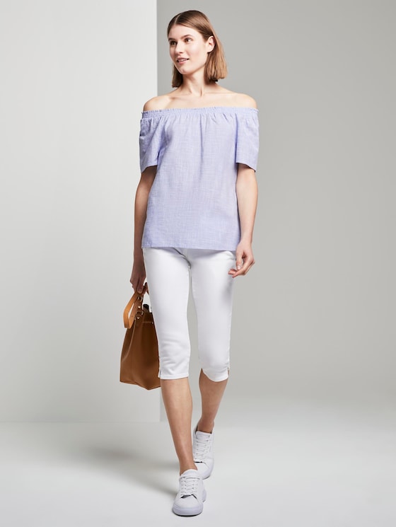 Kurzarm-Bluse mit Carmen-Ausschnitt - Frauen - Parisienne Blue Kurzarm-Bluse mit Carmen-Ausschnitt - Frauen - Parisienne Blue - 3 - TOM TAILOR
