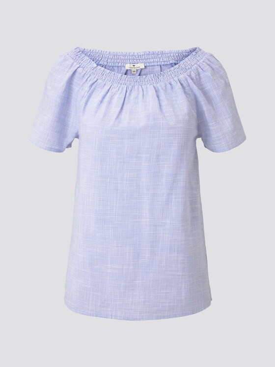 Kurzarm-Bluse mit Carmen-Ausschnitt - Frauen - Parisienne Blue Kurzarm-Bluse mit Carmen-Ausschnitt - Frauen - Parisienne Blue - 7 - TOM TAILOR