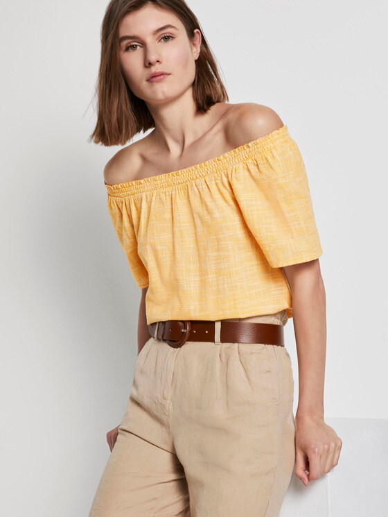 Kurzarm-Bluse mit Carmen-Ausschnitt - Frauen - deep golden yellow Kurzarm-Bluse mit Carmen-Ausschnitt - Frauen - deep golden yellow - 5 - TOM TAILOR