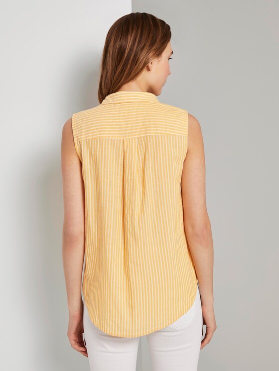 Ärmellose Hemdbluse mit Streifenmusterung - Frauen - yellow dobby stripe Ärmellose Hemdbluse mit Streifenmusterung - Frauen - yellow dobby stripe - 2 - TOM TAILOR