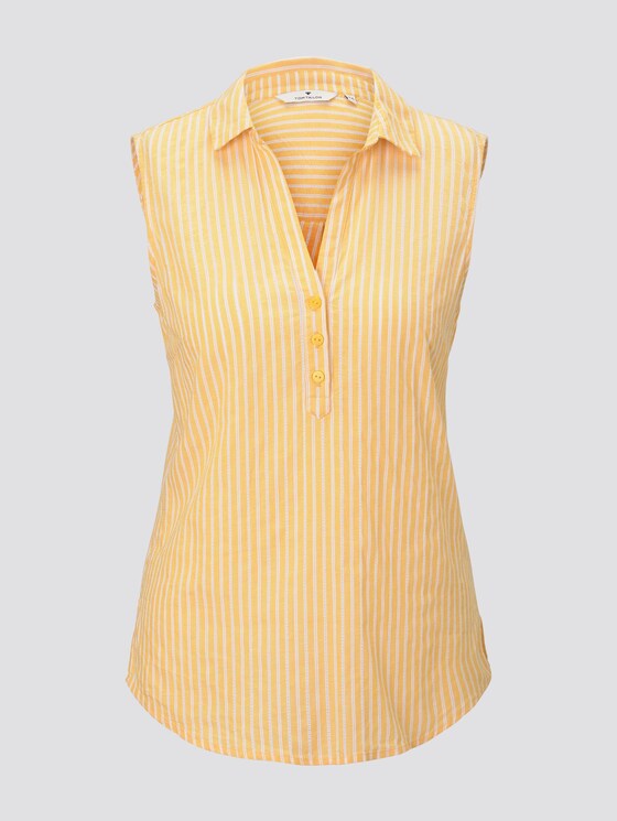 Ärmellose Hemdbluse mit Streifenmusterung - Frauen - yellow dobby stripe Ärmellose Hemdbluse mit Streifenmusterung - Frauen - yellow dobby stripe - 7 - TOM TAILOR