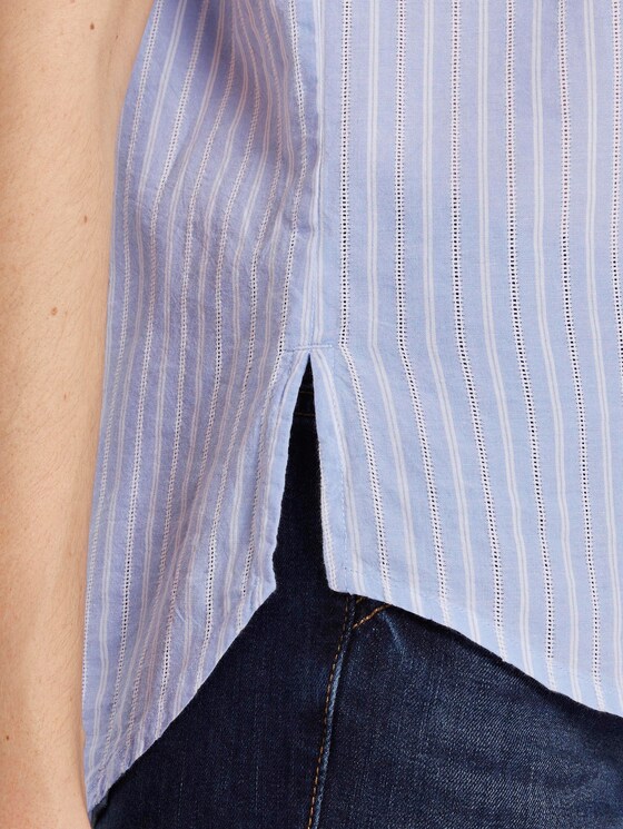 Sleeveless shirt blouse with a striped pattern - Women - blue dobby stripe Sleeveless shirt blouse with a striped pattern - Women - blue dobby stripe - 10 - TOM TAILOR