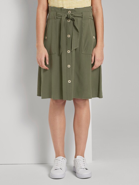 Paperbag Midi-Rock mit Taschen - Frauen - Woodland Green Paperbag Midi-Rock mit Taschen - Frauen - Woodland Green - 1 - TOM TAILOR