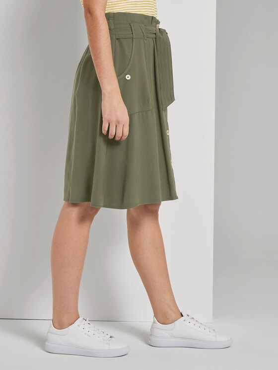 Paperbag Midi-Rock mit Taschen - Frauen - Woodland Green Paperbag Midi-Rock mit Taschen - Frauen - Woodland Green - 11 - TOM TAILOR