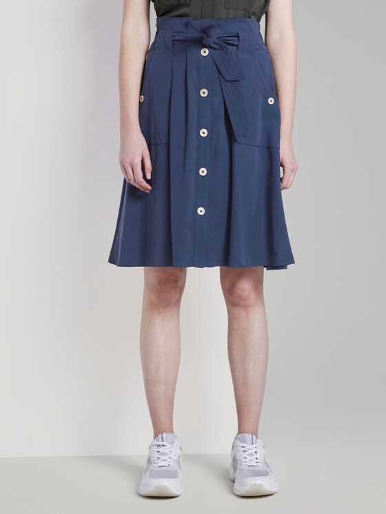 Paperbag Midi-Rock mit Taschen - Frauen - Sky Captain Blue Paperbag Midi-Rock mit Taschen - Frauen - Sky Captain Blue - 1 - TOM TAILOR