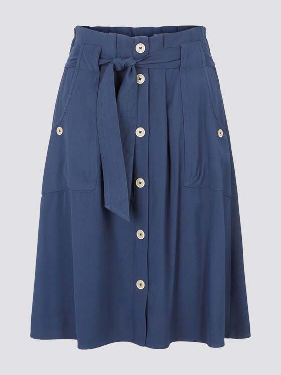 Paperbag Midi-Rock mit Taschen - Frauen - Sky Captain Blue Paperbag Midi-Rock mit Taschen - Frauen - Sky Captain Blue - 7 - TOM TAILOR