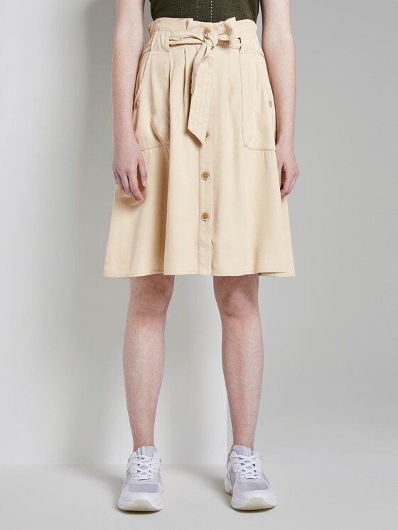 Paperbag Midi-Rock mit Taschen - Frauen - cream toffee Paperbag Midi-Rock mit Taschen - Frauen - cream toffee - 1 - TOM TAILOR
