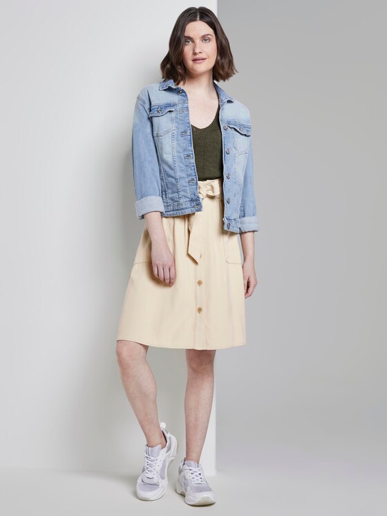 Paperbag Midi-Rock mit Taschen - Frauen - cream toffee Paperbag Midi-Rock mit Taschen - Frauen - cream toffee - 3 - TOM TAILOR