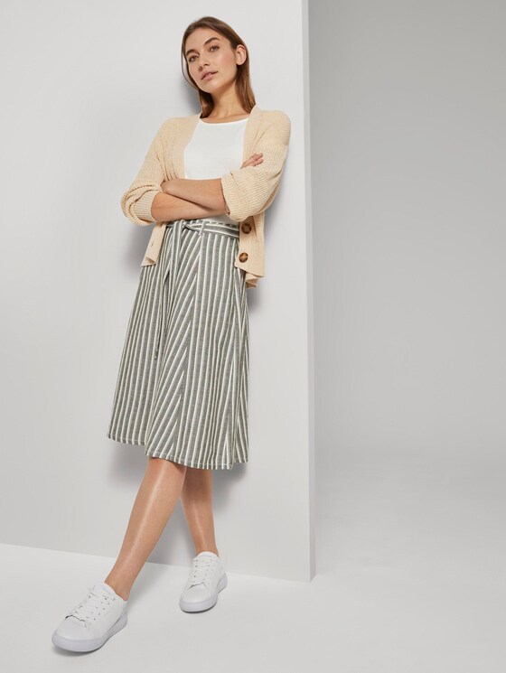 Gestreifter Midirock aus Leinengemisch - Frauen - khaki offwhite stripe Gestreifter Midirock aus Leinengemisch - Frauen - khaki offwhite stripe - 3 - TOM TAILOR