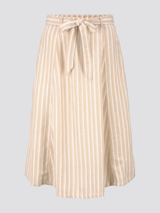 Gestreifter Midirock aus Leinengemisch - Frauen - cream toffee offwhite stripe Gestreifter Midirock aus Leinengemisch - Frauen - cream toffee offwhite stripe - 7 - TOM TAILOR