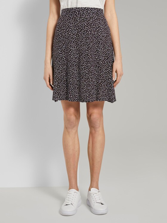 Patterned jersey skirt - Women - black offwhite dot print Patterned jersey skirt - Women - black offwhite dot print - 1 - TOM TAILOR