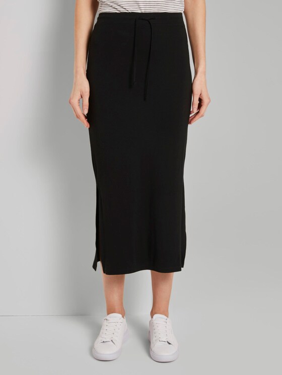 Jersey maxi skirt with side slits - Women - Deep Black Jersey maxi skirt with side slits - Women - Deep Black - 1 - TOM TAILOR
