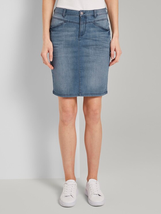 Plain denim skirt - Women - light stone wash denim Plain denim skirt - Women - light stone wash denim - 1 - TOM TAILOR