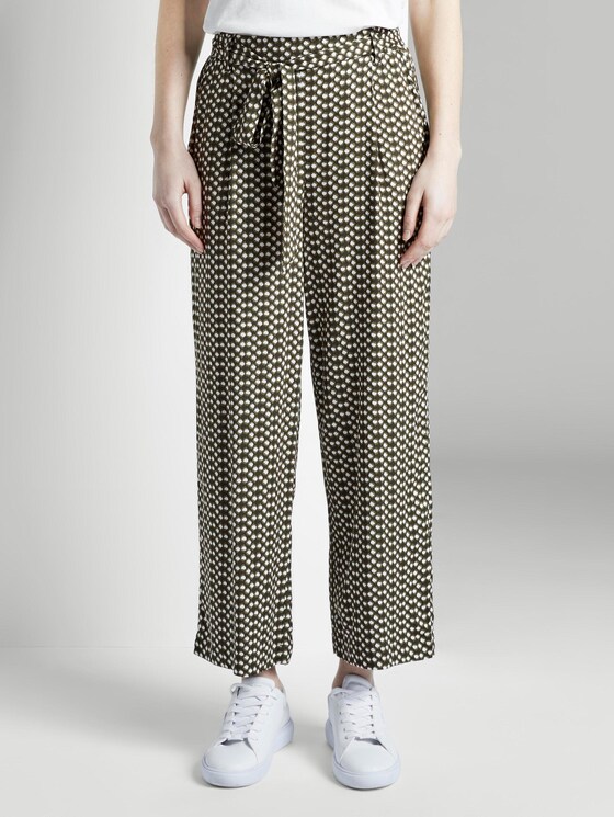 Fließende Culotte-Hose mit Musterung - Frauen - khaki dot design Fließende Culotte-Hose mit Musterung - Frauen - khaki dot design - 1 - TOM TAILOR
