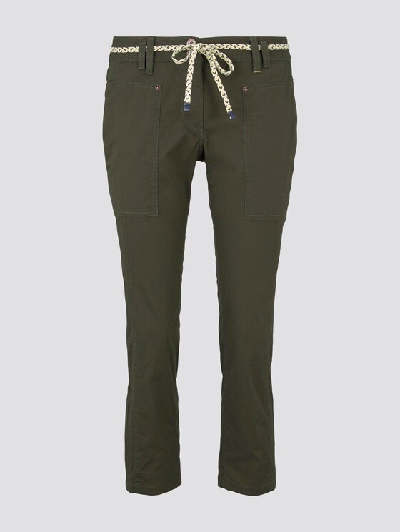Tapered Relaxed Hose mit Bandgürtel - Frauen - Woodland Green Tapered Relaxed Hose mit Bandgürtel - Frauen - Woodland Green - 7 - TOM TAILOR