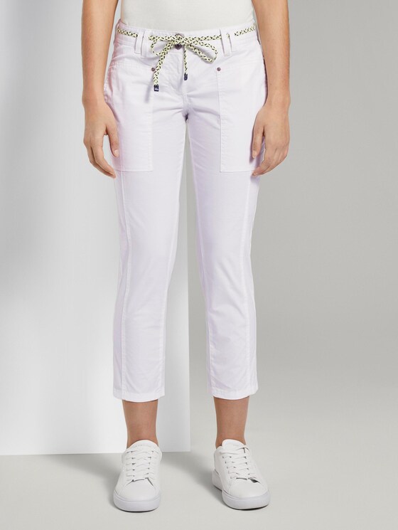 Tapered Relaxed Hose mit Bandgürtel - Frauen - White Tapered Relaxed Hose mit Bandgürtel - Frauen - White - 1 - TOM TAILOR