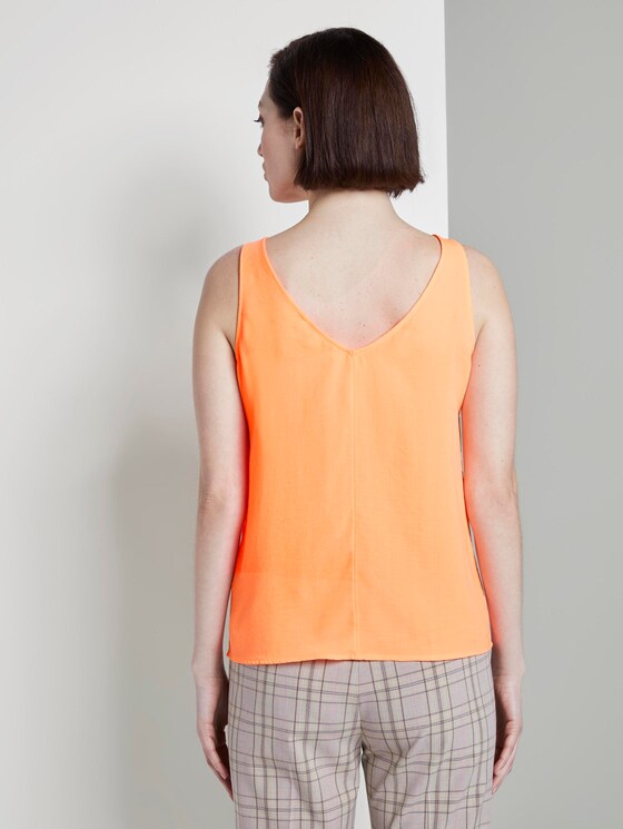 Ärmellose Bluse mit Knopfleiste - Frauen - dark papaya neon orange Ärmellose Bluse mit Knopfleiste - Frauen - dark papaya neon orange - 2 - TOM TAILOR Denim