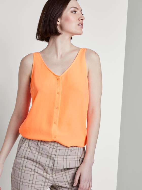 Ärmellose Bluse mit Knopfleiste - Frauen - dark papaya neon orange Ärmellose Bluse mit Knopfleiste - Frauen - dark papaya neon orange - 5 - TOM TAILOR Denim