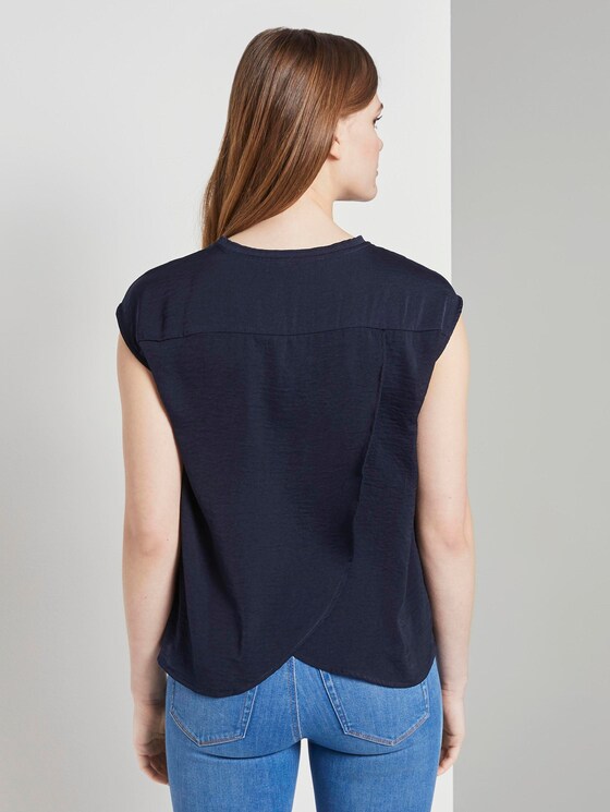 Blouse shirt with wrap details on the back - Women - Real Navy Blue Blouse shirt with wrap details on the back - Women - Real Navy Blue - 2 - TOM TAILOR Denim