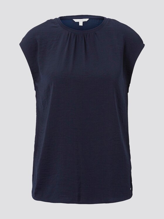 Blouse shirt with wrap details on the back - Women - Real Navy Blue Blouse shirt with wrap details on the back - Women - Real Navy Blue - 7 - TOM TAILOR Denim