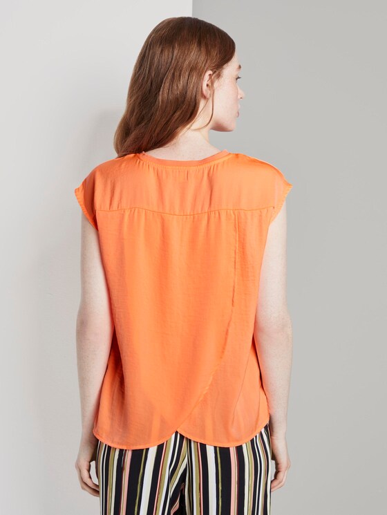 Blusenshirt mit Wickeldetail am Rücken - Frauen - dark papaya neon orange Blusenshirt mit Wickeldetail am Rücken - Frauen - dark papaya neon orange - 2 - TOM TAILOR Denim