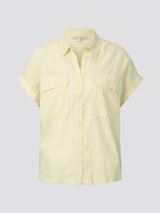 Striped blouse shirt in a boxy fit - Women - yellow white vertical stripe Striped blouse shirt in a boxy fit - Women - yellow white vertical stripe - 7 - TOM TAILOR Denim