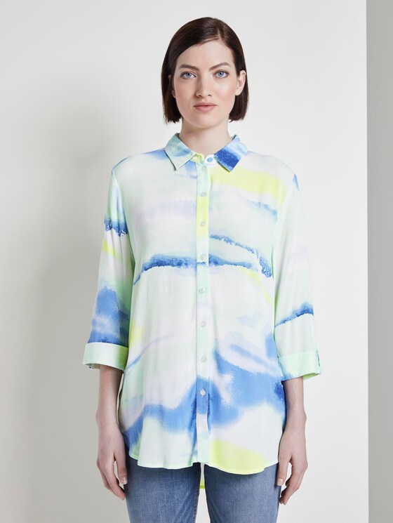 Longbluse mit Batik-Print - Frauen - green blue watercolor print Longbluse mit Batik-Print - Frauen - green blue watercolor print - 1 - TOM TAILOR Denim