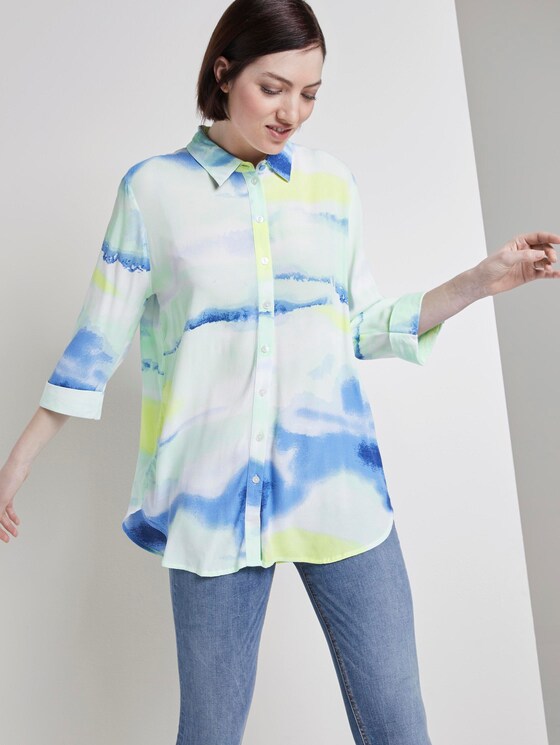 Longbluse mit Batik-Print - Frauen - green blue watercolor print Longbluse mit Batik-Print - Frauen - green blue watercolor print - 5 - TOM TAILOR Denim
