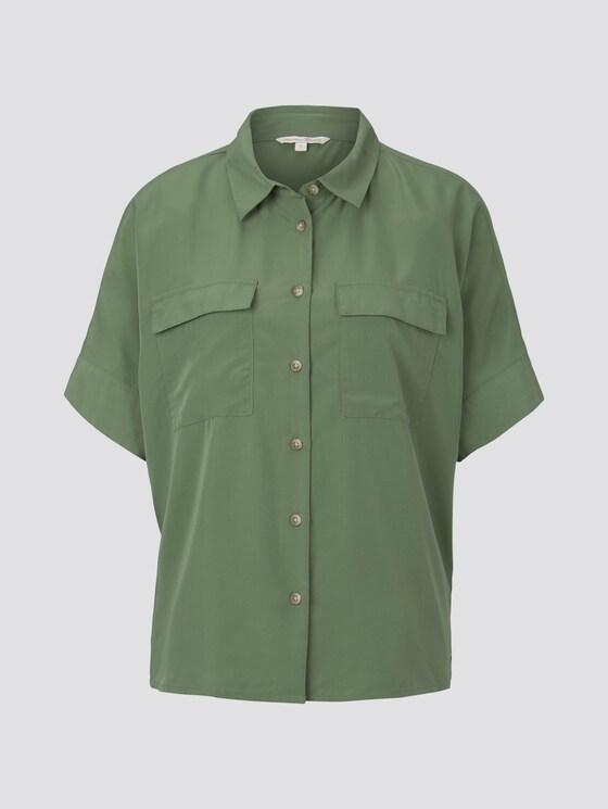 Kurzes Blusenshirt mit Taschen - Frauen - olive green Kurzes Blusenshirt mit Taschen - Frauen - olive green - 7 - TOM TAILOR Denim