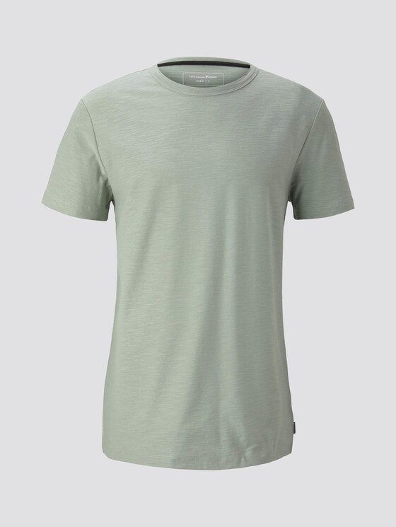 Basic T-Shirt mit Streifenstruktur - Männer - Dusty Leave Green Basic T-Shirt mit Streifenstruktur - Männer - Dusty Leave Green - 7 - TOM TAILOR Denim
