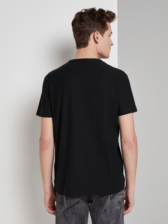 Basic T-Shirt mit Streifenstruktur - Männer - Black Basic T-Shirt mit Streifenstruktur - Männer - Black - 2 - TOM TAILOR Denim