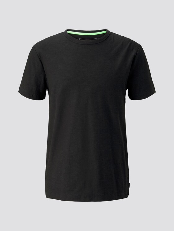Basic T-Shirt mit Streifenstruktur - Männer - Black Basic T-Shirt mit Streifenstruktur - Männer - Black - 7 - TOM TAILOR Denim