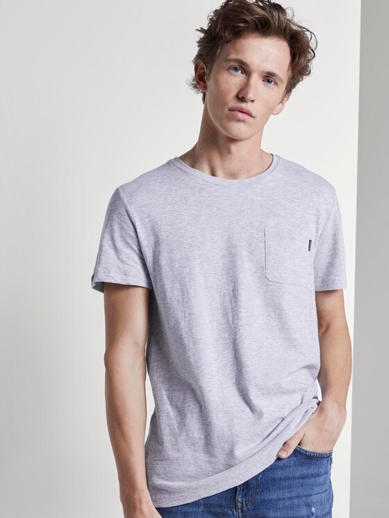 Gestreiftes T-Shirt mit Brusttasche - Männer - grey yarn dye stripe Gestreiftes T-Shirt mit Brusttasche - Männer - grey yarn dye stripe - 5 - TOM TAILOR Denim