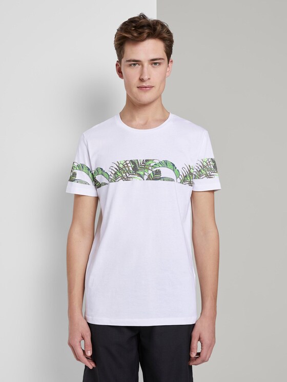 T-Shirt mit horizontalem Streifenprint - Männer - White T-Shirt mit horizontalem Streifenprint - Männer - White - 1 - TOM TAILOR Denim