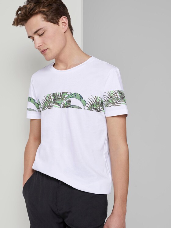 T-Shirt mit horizontalem Streifenprint - Männer - White T-Shirt mit horizontalem Streifenprint - Männer - White - 5 - TOM TAILOR Denim