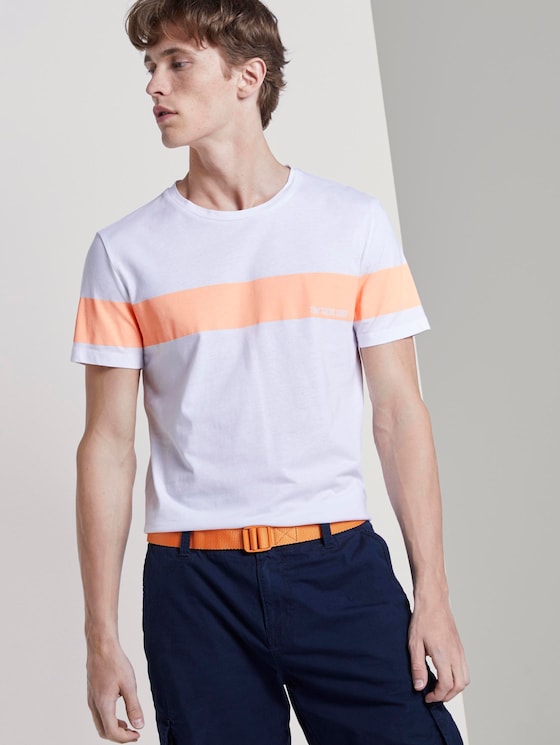 T-Shirt mit horizontalem Streifenprint - Männer - papaya neon orange T-Shirt mit horizontalem Streifenprint - Männer - papaya neon orange - 5 - TOM TAILOR Denim