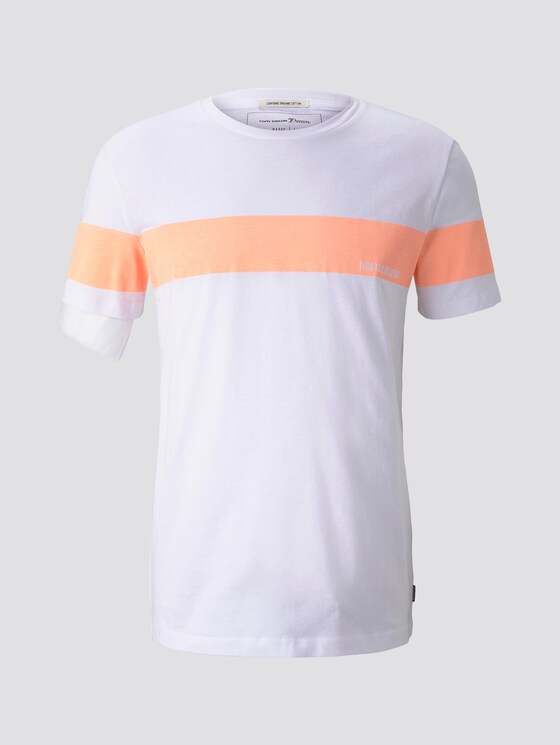 T-Shirt mit horizontalem Streifenprint - Männer - papaya neon orange T-Shirt mit horizontalem Streifenprint - Männer - papaya neon orange - 7 - TOM TAILOR Denim