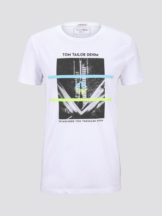 Fotoprint T-Shirt mit Bio-Baumwolle - Männer - White Fotoprint T-Shirt mit Bio-Baumwolle - Männer - White - 7 - TOM TAILOR Denim