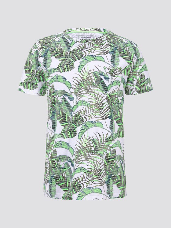 T-Shirt mit Allover-Print - Männer - white botanical grid print T-Shirt mit Allover-Print - Männer - white botanical grid print - 7 - TOM TAILOR Denim