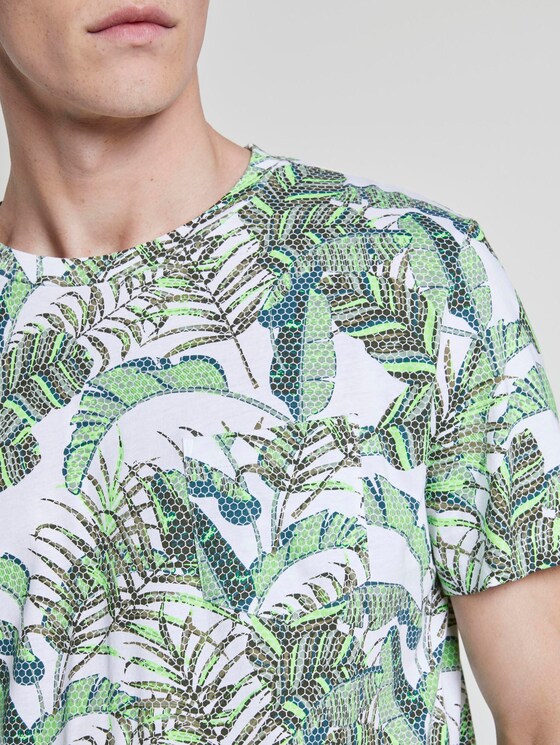 T-Shirt mit Allover-Print - Männer - white botanical grid print T-Shirt mit Allover-Print - Männer - white botanical grid print - 9 - TOM TAILOR Denim