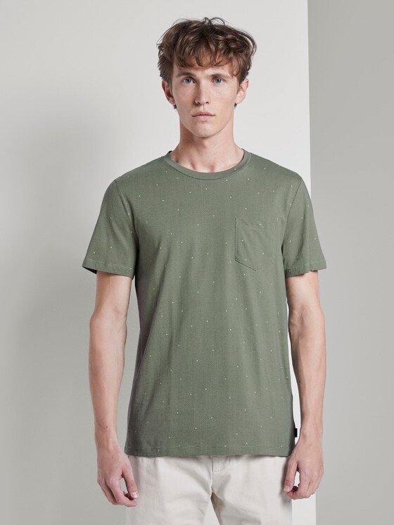 T-Shirt mit Allover-Print - Männer - green hexagonal grid print T-Shirt mit Allover-Print - Männer - green hexagonal grid print - 1 - TOM TAILOR Denim
