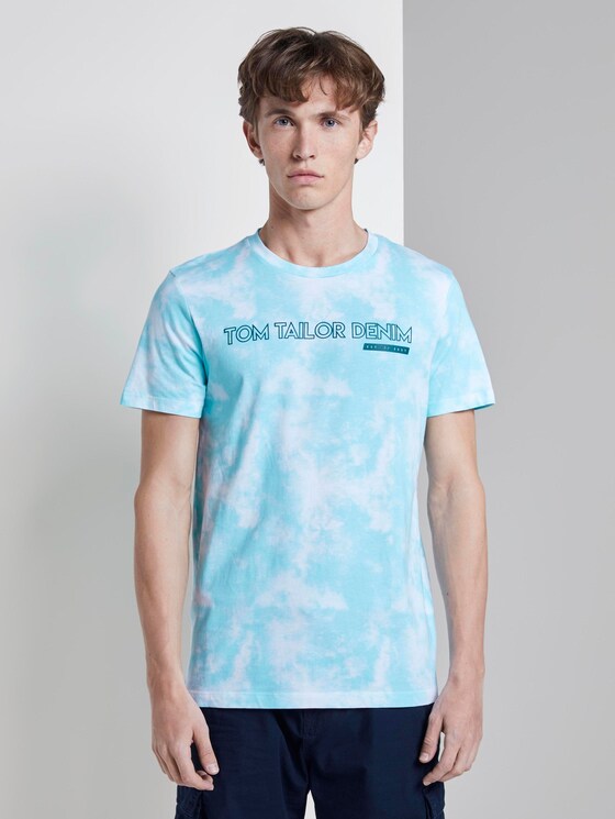 Batik T-Shirt mit Print - Männer - blue two colored batik print Batik T-Shirt mit Print - Männer - blue two colored batik print - 1 - TOM TAILOR Denim