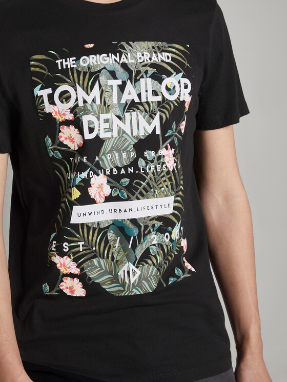 T-Shirt mit tropischem Brustprint - Männer - Black T-Shirt mit tropischem Brustprint - Männer - Black - 10 - TOM TAILOR Denim