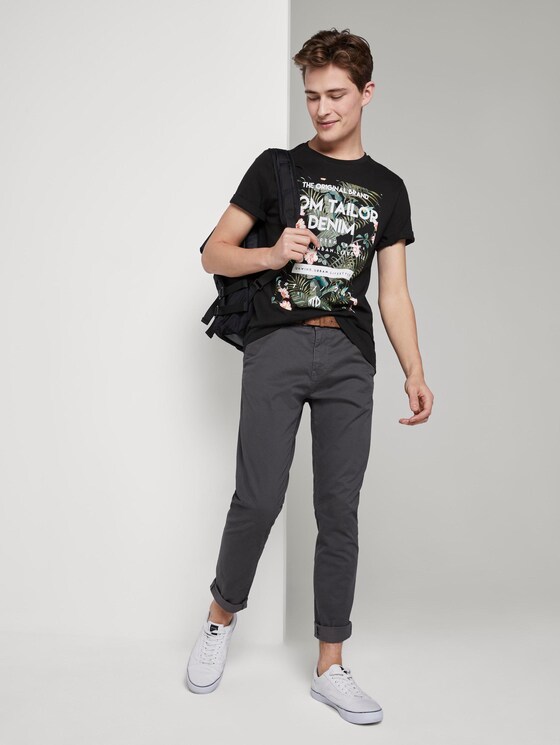 T-Shirt mit tropischem Brustprint - Männer - Black T-Shirt mit tropischem Brustprint - Männer - Black - 3 - TOM TAILOR Denim
