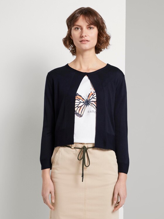Kurzer Cardigan mit 3/4-Arm - Frauen - Sky Captain Blue Kurzer Cardigan mit 3/4-Arm - Frauen - Sky Captain Blue - 1 - TOM TAILOR
