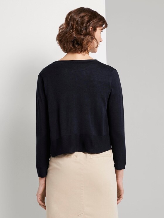 Kurzer Cardigan mit 3/4-Arm - Frauen - Sky Captain Blue Kurzer Cardigan mit 3/4-Arm - Frauen - Sky Captain Blue - 2 - TOM TAILOR