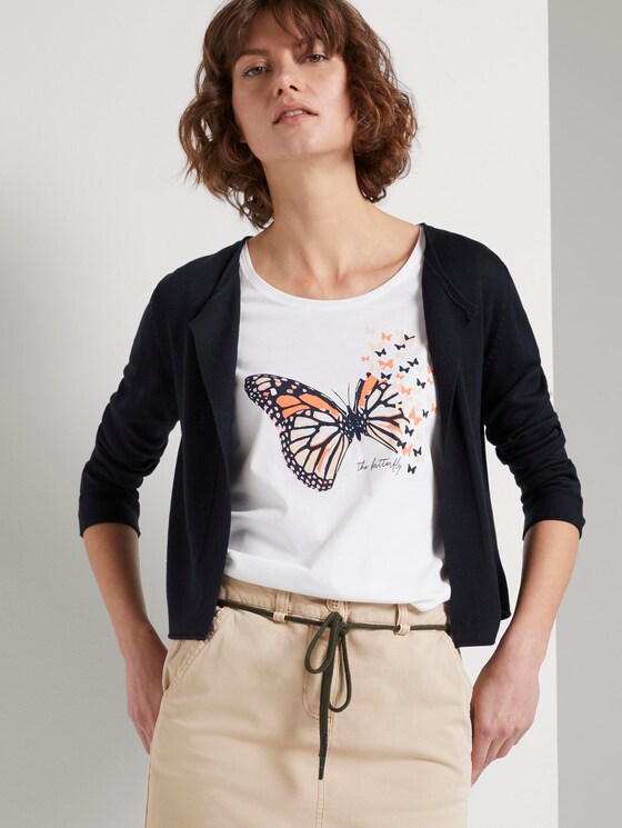 Kurzer Cardigan mit 3/4-Arm - Frauen - Sky Captain Blue Kurzer Cardigan mit 3/4-Arm - Frauen - Sky Captain Blue - 5 - TOM TAILOR