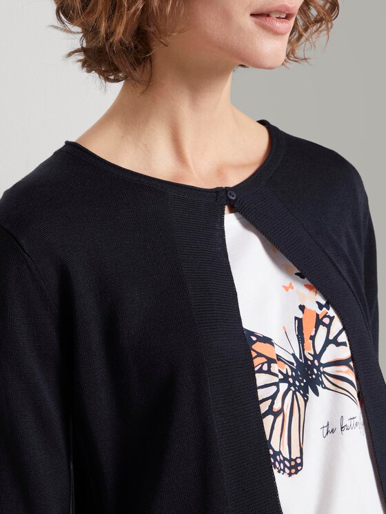 Kurzer Cardigan mit 3/4-Arm - Frauen - Sky Captain Blue Kurzer Cardigan mit 3/4-Arm - Frauen - Sky Captain Blue - 9 - TOM TAILOR