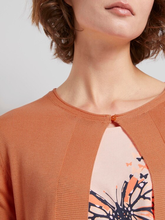 Kurzer Cardigan mit 3/4-Arm - Frauen - fruity melon orange Kurzer Cardigan mit 3/4-Arm - Frauen - fruity melon orange - 9 - TOM TAILOR