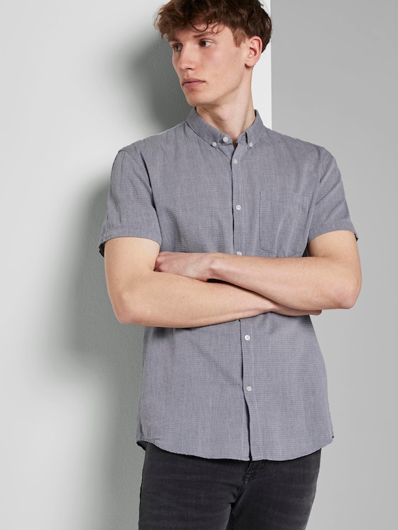 Textured short-sleeved shirt with a chest pocket - Men - Black Textured short-sleeved shirt with a chest pocket - Men - Black - 5 - TOM TAILOR Denim